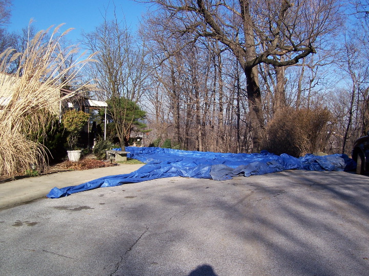 Tarp on a sunny recycling day